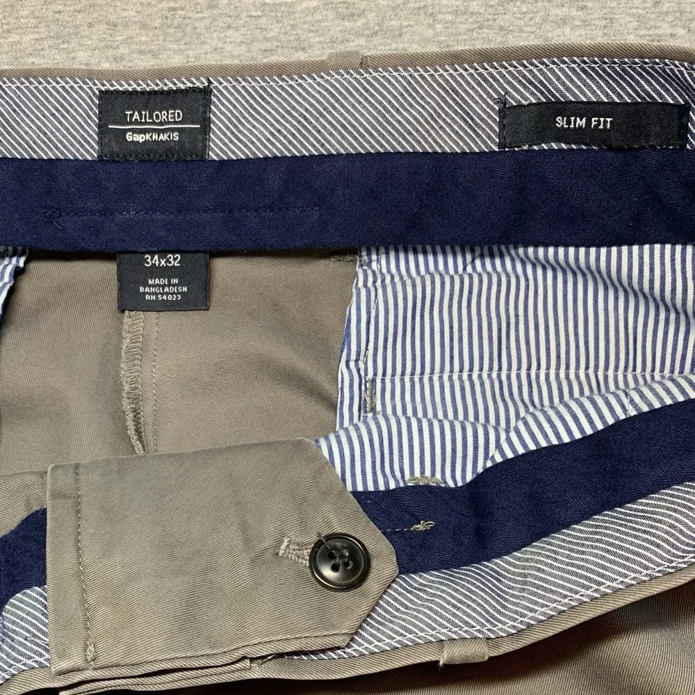 Gap Tailored Slim Fit Khakis, 34x32, gray,…